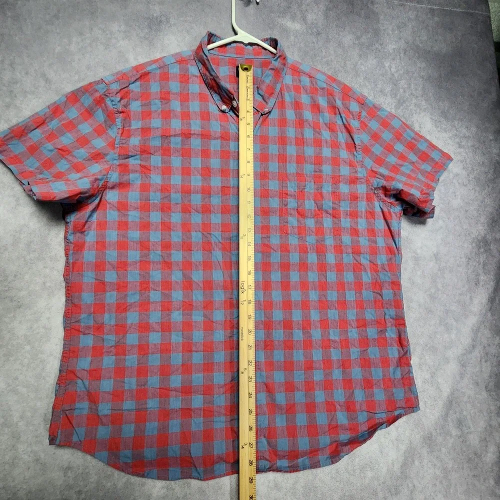 J Crew Mens XXL Red Blue Gingham Short Sleeve Button Down Shirt H4767 SP 18